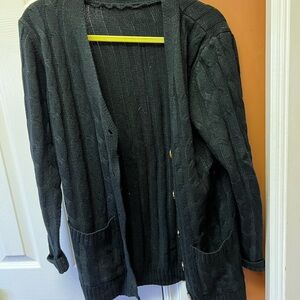 Classic Black Cable Knit Cardigan